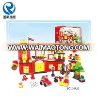 High quality educational fire station building block, large toy plastic building blocks for kids